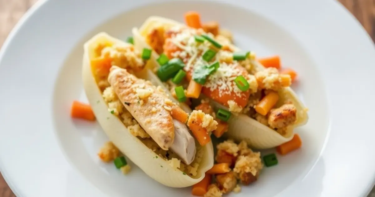 Easy Chicken and Stuffing Stuffed Shells Recipe