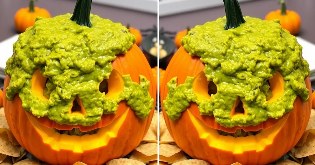 Halloween Puking Pumpkin with Guacamole - Sweet Recipes